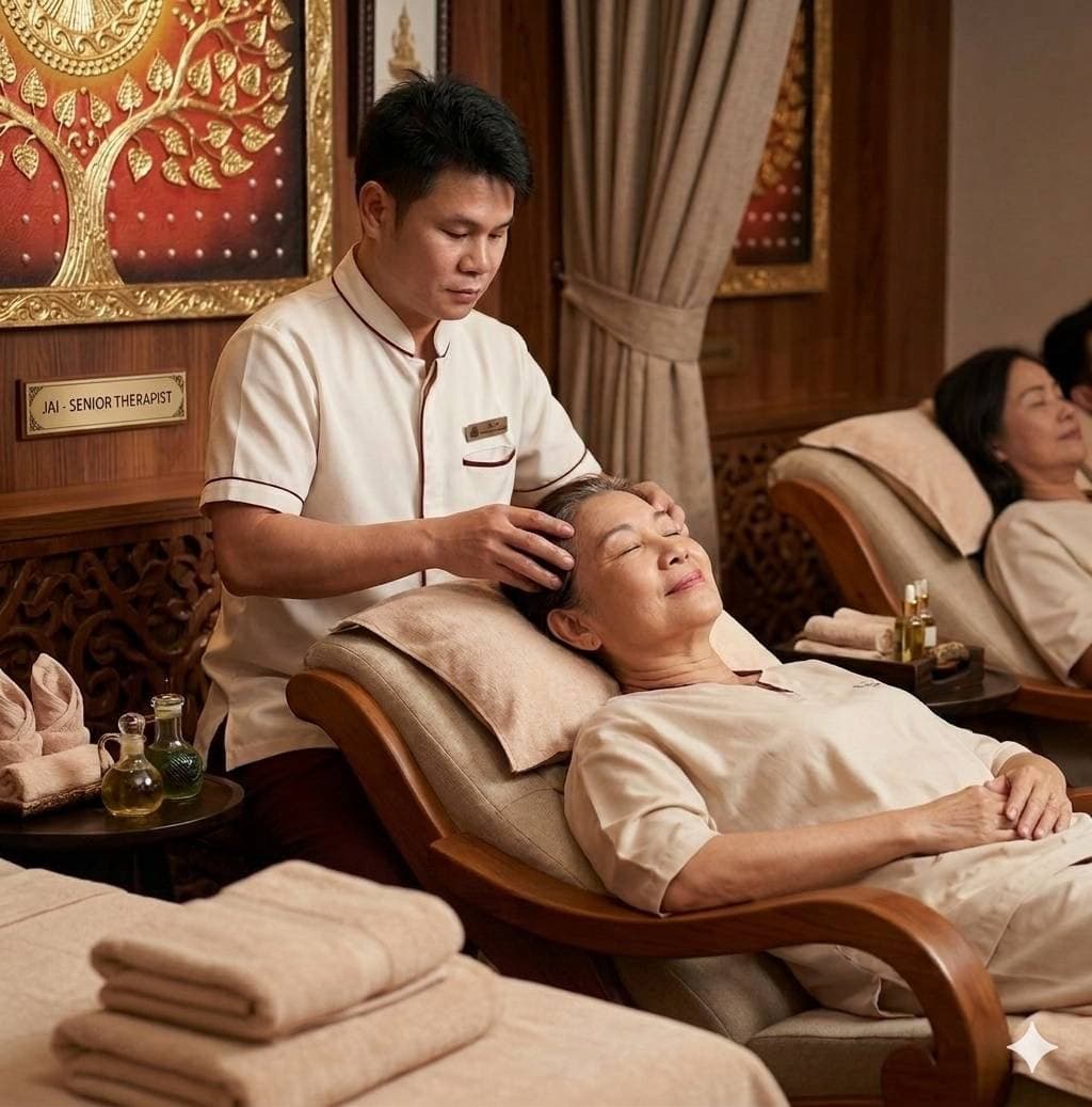 DALA38 therapist giving a guest a relaxing head massage